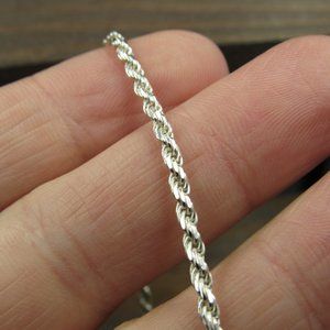 8" Sterling Silver Simple Rope Chain Bracelet Vintage